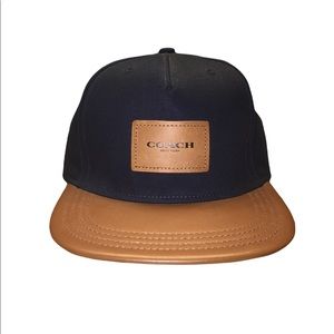 Coach Flat Brim Hat In Color-block Leather (Unisex)